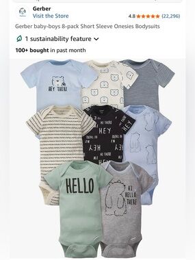 Gerber Short Sleeve Onesies - set of 8